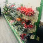Custom heavy-duty Grocery Display Rack with adjustable shelves for grocery stores and kirana shops